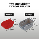 NNEMB 94 Parts Bin Rack Storage System Mobile Double-Sided-Red