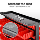 NNEMB 94 Parts Bin Rack Storage System Mobile Double-Sided-Red