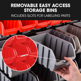 NNEMB 94 Parts Bin Rack Storage System Mobile Double-Sided-Red