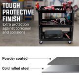 NNEMB 3-Tier Steel Tool Trolley Cart-for Workshop-Mechanic-with Pegboard-Screwdriver Bay-Black