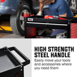 NNEMB 3-Tier Steel Tool Trolley Cart-for Workshop-Mechanic-with Drawer-Pegboard-Screwdriver Bay-Black/Red