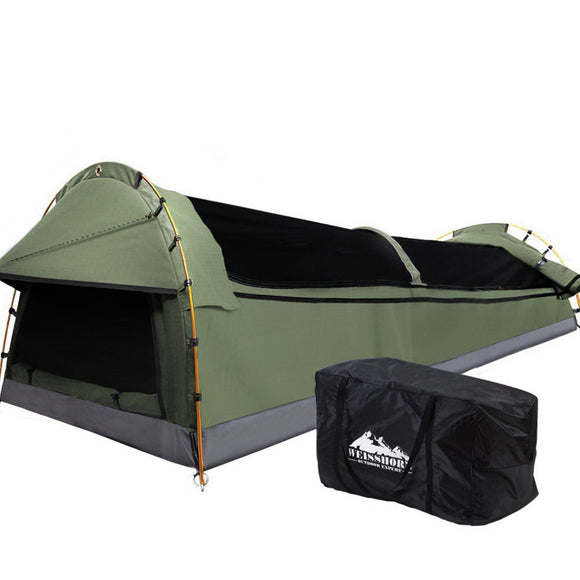 NNEDSZ Double Swag Camping Swags Canvas Tent Deluxe Celadon With Mattress