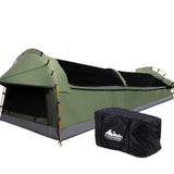 NNEDSZ Double Swag Camping Swags Canvas Tent Deluxe Celadon With Mattress