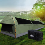 NNEDSZ Double Swag Camping Swags Canvas Tent Deluxe Celadon With Mattress