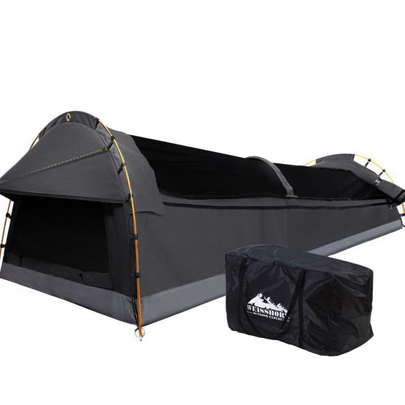 NNEDSZ Camping Swags King Single Swag Canvas Tent Deluxe Dark Grey Large
