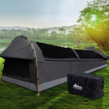 NNEDSZ Camping Swags King Single Swag Canvas Tent Deluxe Dark Grey Large