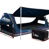 NNEDSZ Double Swag Camping Swags Canvas Free Standing Dome Tent Dark Blue with 7CM Mattress