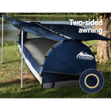 NNEDSZ Double Swag Camping Swags Canvas Free Standing Dome Tent Dark Blue with 7CM Mattress
