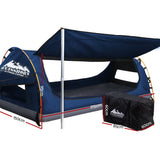 NNEDSZ Double Swag Camping Swags Canvas Free Standing Dome Tent Dark Blue