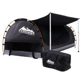 NNEDSZ Double Swag Camping Swags Canvas Free Standing Dome Tent Dark Grey with 7CM Mattress