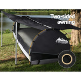 NNEDSZ Double Swag Camping Swags Canvas Free Standing Dome Tent Dark Grey with 7CM Mattress