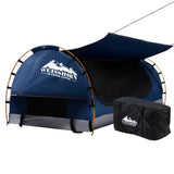 NNEDSZ Swag King Single Camping Swags Canvas Free Standing Dome Tent Dark Blue with 7CM Mattress