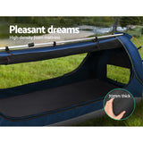 NNEDSZ Swag King Single Camping Swags Canvas Free Standing Dome Tent Dark Blue with 7CM Mattress