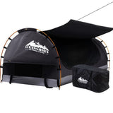 NNEDSZ Swag King Single Camping Swags Canvas Free Standing Dome Tent Dark Grey with 7CM Mattress