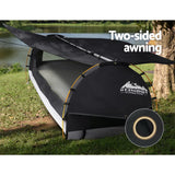 NNEDSZ Swag King Single Camping Swags Canvas Free Standing Dome Tent Dark Grey with 7CM Mattress