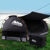 NNEDSZ Swag King Single Camping Swags Canvas Free Standing Dome Tent Dark Grey with 7CM Mattress