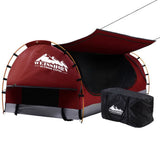 NNEDSZ Swag King Single Camping Swags Canvas Free Standing Dome Tent Red with 7CM Mattress