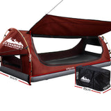 NNEDSZ Swag King Single Camping Swags Canvas Free Standing Dome Tent Red with 7CM Mattress