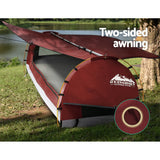 NNEDSZ Swag King Single Camping Swags Canvas Free Standing Dome Tent Red with 7CM Mattress