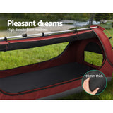 NNEDSZ Swag King Single Camping Swags Canvas Free Standing Dome Tent Red with 7CM Mattress