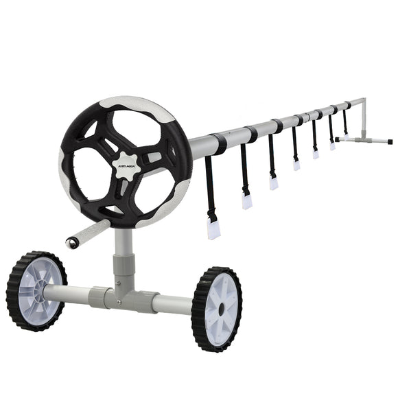 NNEMB 5.7m Swimming Pool Cover Roller with Black/Light Grey Handle