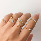 NNEOBA Bohemian Geometric Rings Set For Women Vintage Star Moon Flower Knuckle Finger Ring Women Girl Fashion Jewelry Gift