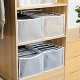 NNEOBA Jeans Compartment Storage Box Closet Clothes Drawer Mesh Separation Box Stacking Pants Drawer Divider Can Washed Home Organizer