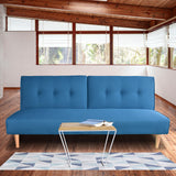 NNEDPE Soho 3 Seater Modular Linen Fabric Sofa Bed Couch Lounge Futon - Blue