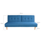 NNEDPE Soho 3 Seater Modular Linen Fabric Sofa Bed Couch Lounge Futon - Blue