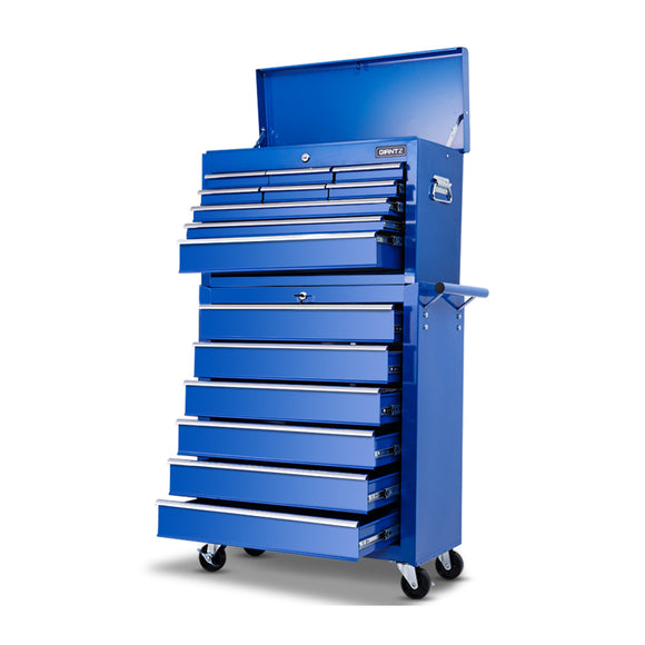 NNEDSZ 15 Drawers Tool Box Chest Trolley Cabinet Garage Storage Boxes Organizer Blue