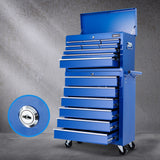 NNEDSZ 15 Drawers Tool Box Chest Trolley Cabinet Garage Storage Boxes Organizer Blue