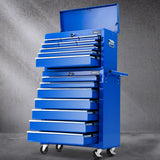 NNEDSZ Tool Chest and Trolley Box Cabinet 16 Drawers Cart Garage Storage Blue