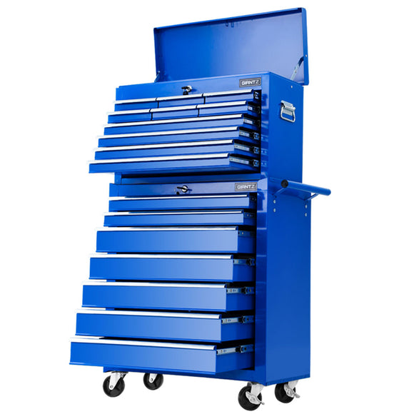 NNEDSZ 17 Drawers Tool Box Trolley Chest Cabinet Cart Garage Mechanic Toolbox Blue