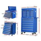 NNEDSZ 17 Drawers Tool Box Trolley Chest Cabinet Cart Garage Mechanic Toolbox Blue