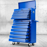 NNEDSZ 17 Drawers Tool Box Trolley Chest Cabinet Cart Garage Mechanic Toolbox Blue