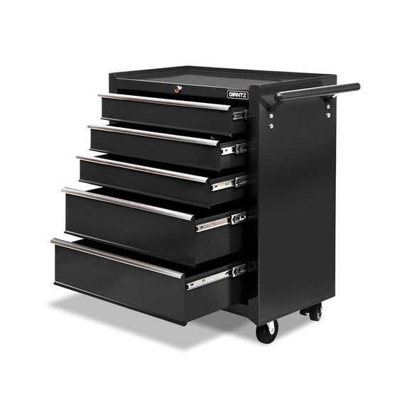 NNEDSZ 5 Drawer Mechanic Tool Box Storage Trolley - Black