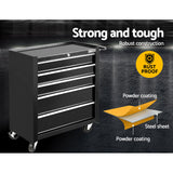 NNEDSZ 5 Drawer Mechanic Tool Box Storage Trolley - Black