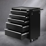 NNEDSZ 5 Drawer Mechanic Tool Box Storage Trolley - Black