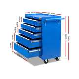 NNEDSZ 5 Drawer Mechanic Tool Box Storage Trolley - Blue