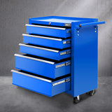 NNEDSZ 5 Drawer Mechanic Tool Box Storage Trolley - Blue