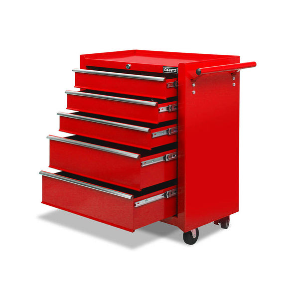 NNEDSZ 5 Drawer Mechanic Tool Box Storage Trolley - Red