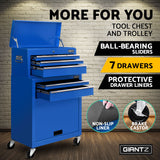 NNEDSZ 7 Drawer Tool Box Cabinet Chest Storage Garage Toolbox Organiser Set Blue