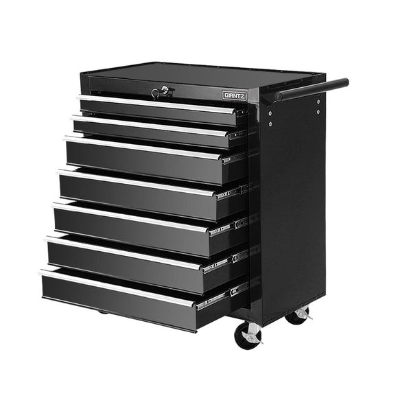 NNEDSZ Tool Chest and Trolley Box Cabinet 7 Drawers Cart Garage Storage Black