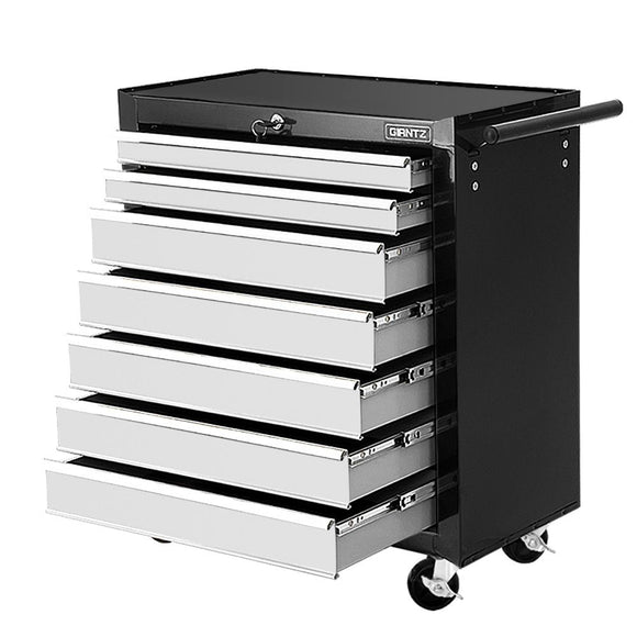 NNEDSZ Tool Chest and Trolley Box Cabinet 7 Drawers Cart Garage Storage Black and Silver