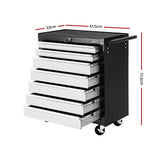 NNEDSZ Tool Chest and Trolley Box Cabinet 7 Drawers Cart Garage Storage Black and Silver