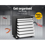 NNEDSZ Tool Chest and Trolley Box Cabinet 7 Drawers Cart Garage Storage Black and Silver