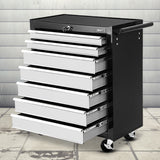 NNEDSZ Tool Chest and Trolley Box Cabinet 7 Drawers Cart Garage Storage Black and Silver