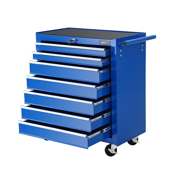 NNEDSZ Tool Chest and Trolley Box Cabinet 7 Drawers Cart Garage Storage Blue
