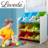 NNEIDS 9 Bins Kids Toy Box Bookshelf Organiser Display Shelf Storage Rack Drawer