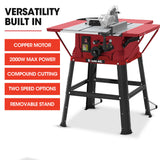 NNEMB 2000W 254mm Corded Table Saw with Stand-Laser Guide